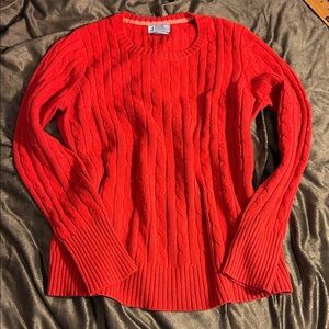 Vibrant Red Cable Knit Sweater